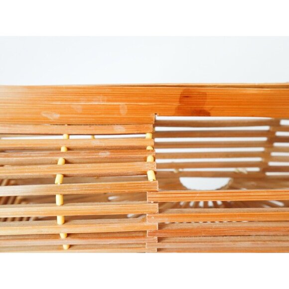 Vintage Bamboo Half Moon Cage Purse Basket Handbag 1970s - Picture 4 of 8